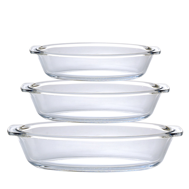 Microwave and Oven Safe High Borosilicate Oval Glass Plate Baking Pan Set Premium Dish for Home Baking & Cooking
