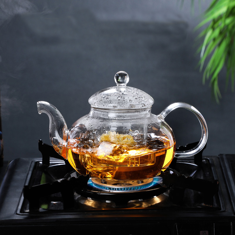 Glass Teapot Stovetop, Borosilicate Clear Tea Kettle with Removable Glass Infuser And Glass Lid