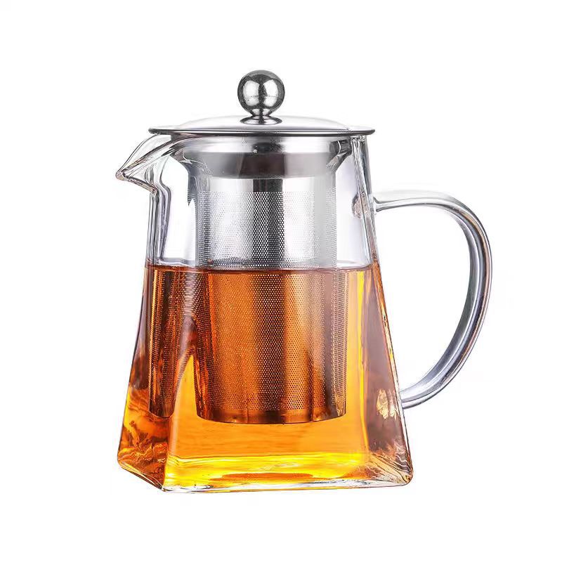 Glass Teapot Stovetop, Borosilicate Clear Tea Kettle with Removable Stainless Steel Infuser