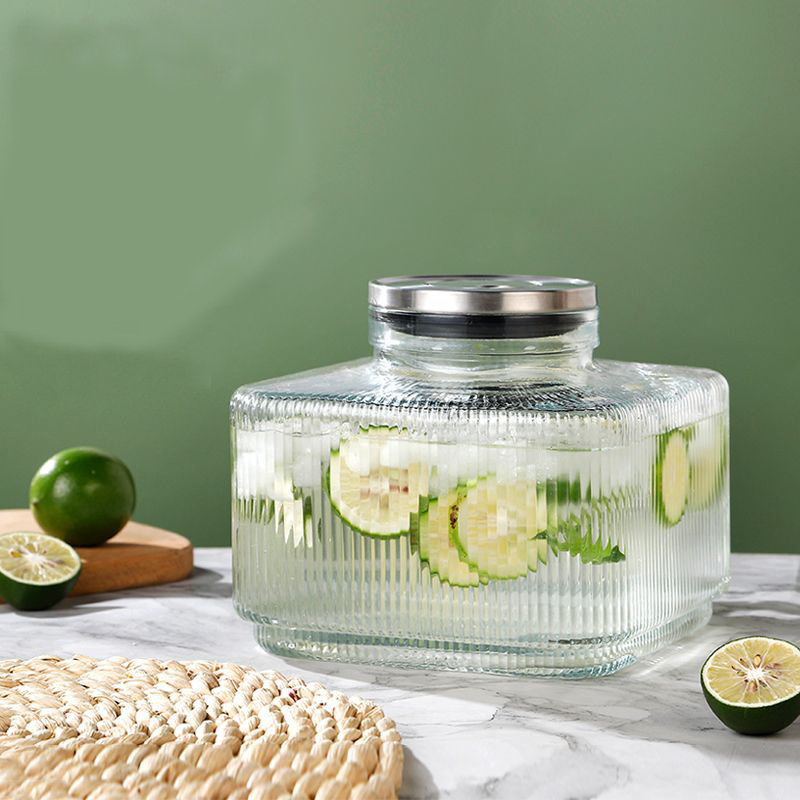 Glass Drink Dispenser for Fridge - 100% Leakproof Spigot - Punch Bowl Beverage Dispenser for Parties, Water Dispenser Countertop