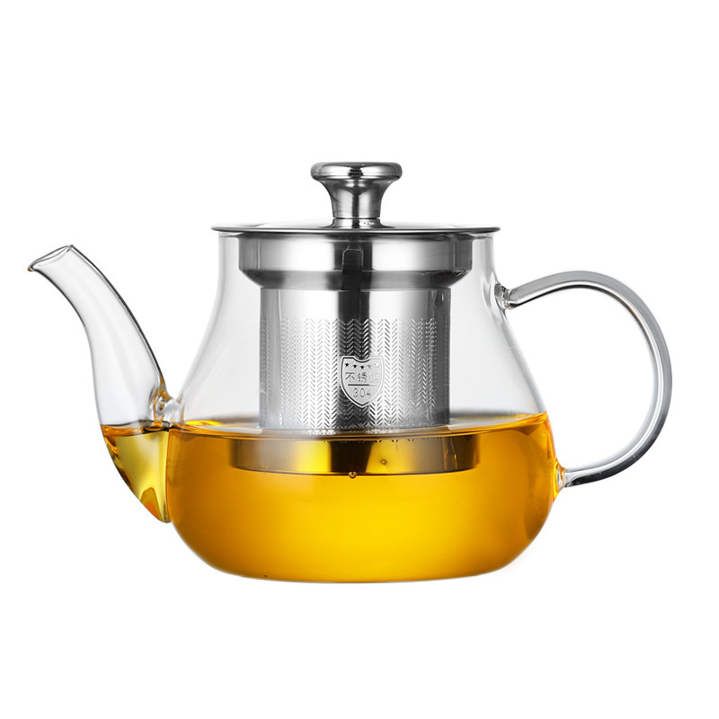 Glass Teapot Stovetop, Borosilicate Clear Tea Kettle with Removable Stainless Steel Infuser