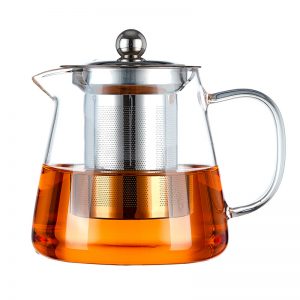 Glass Teapot Stovetop, Borosilicate Clear Tea Kettle with Removable Stainless Steel Infuser