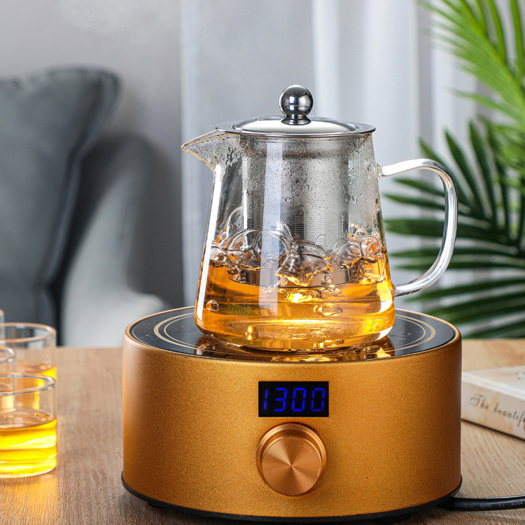 Glass Teapot Stovetop, Borosilicate Clear Tea Kettle with Removable Stainless Steel Infuser