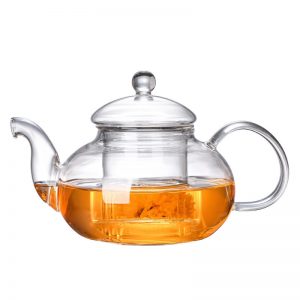 Heatproof Borosilicate Glass Teapot,Glass Teapot Stovetop, Borosilicate Clear Tea Kettle with Removable Glass Infuser And Glass Lid