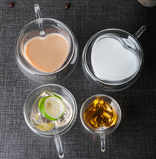 Double Wall Insulated Glasses - Loving Heart Coffee Mugs - Image 2