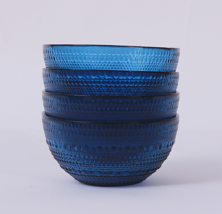 Vintage beaded hobnail design glass bowl set - Image 2