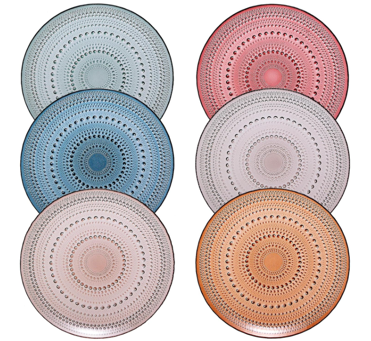 Vintage beaded hobnail design set of glass salad plates - Image 3