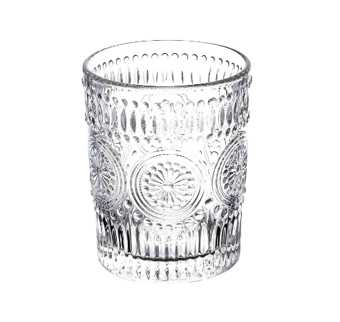 Vintage Drinking Glasses Set, Glass Cups, Embossed Ribbed Glassware Water Tumblers for Cocktail, Water, Juice, Beer, Coffee, Whiskey - Image 2