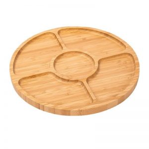 Divided Wood Serving Tray,Tray Chip and Dip Platter, Serving Tray for Appetizers & Snacks, Veggie Platter, Food Trays for Party