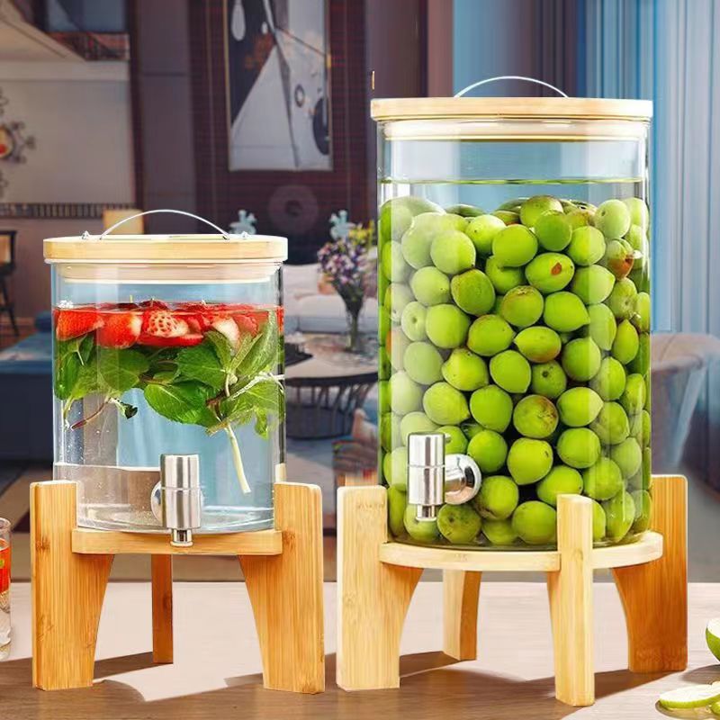 Glass Drink Dispenser with Stand, Cold Beverage Dispensers-Large Drink Dispensers For Parties,Bars,Restaurants