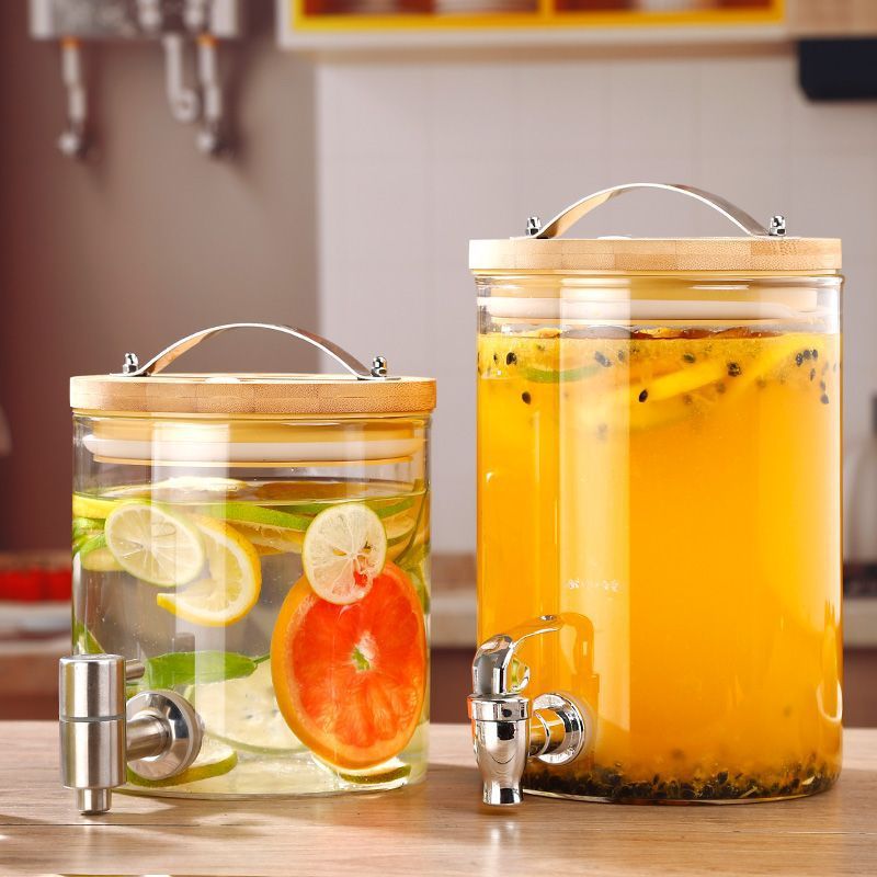 Glass Drink Dispenser with Stand, Cold Beverage Dispensers-Large Drink Dispensers For Parties,Bars,Restaurants