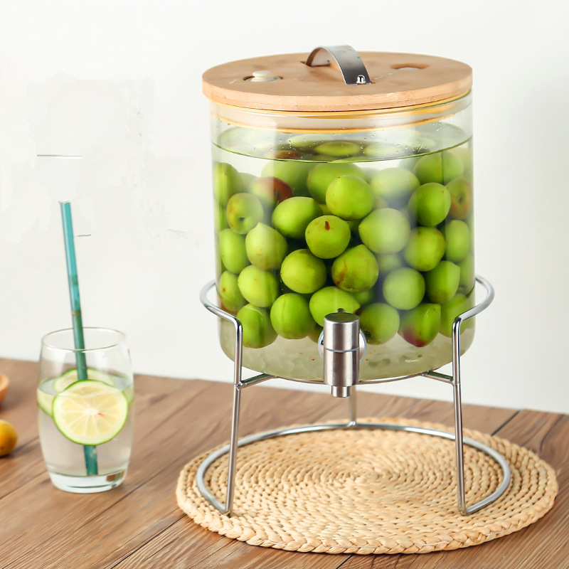 Glass Drink Dispenser with Stand, Cold Beverage Dispensers-Large Drink Dispensers For Parties,Bars,Restaurants